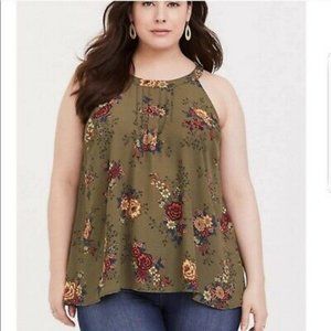 Torrid Floral Print Georgette Mock Neck Cami